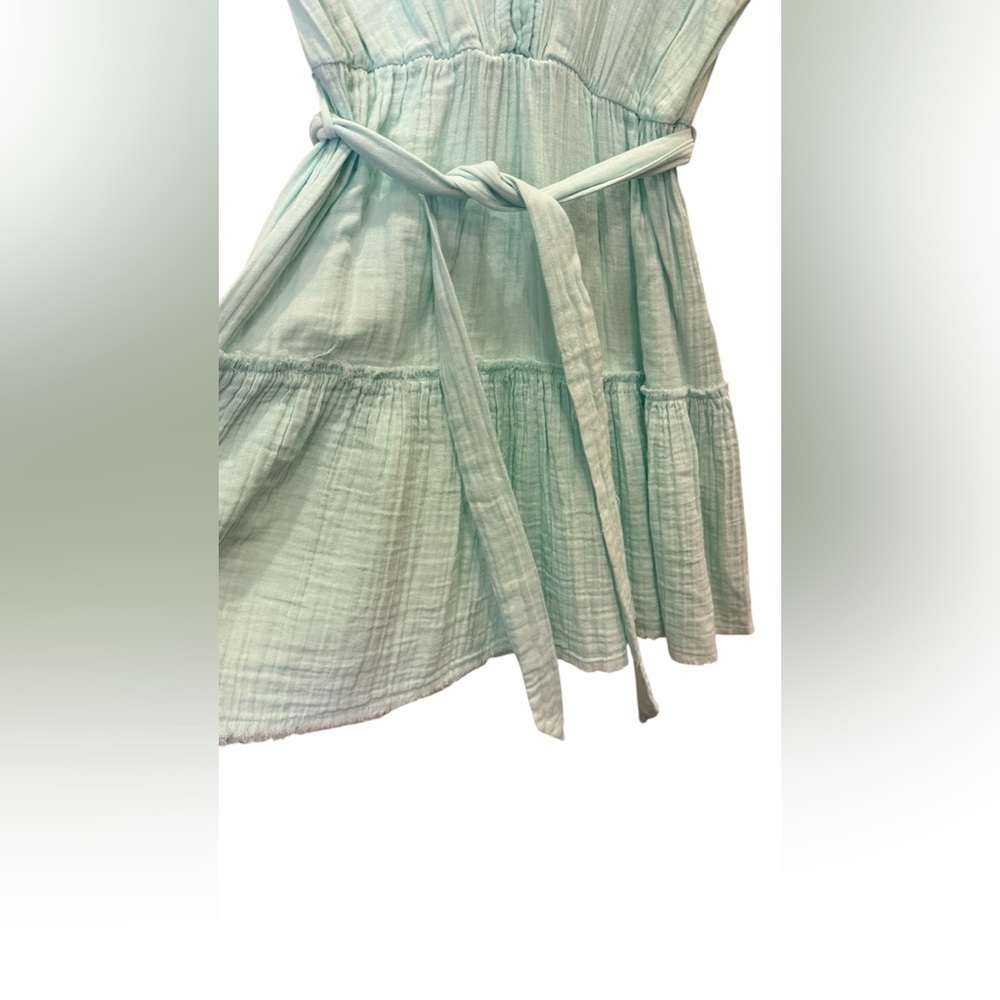 Stark X Women’s Cotton Gauze Mint Color Belted Mini Dress sz M - Picture 4 of 11